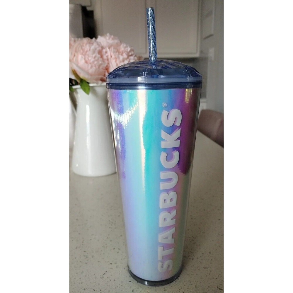 NEW! Starbucks Iridescent Hologram Dome Venti 24 oz Cold Cup Summer 2023 Tumblr